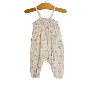 Bonpoint Baby Girl Floral Striped Cotton Romper One Piece 6M